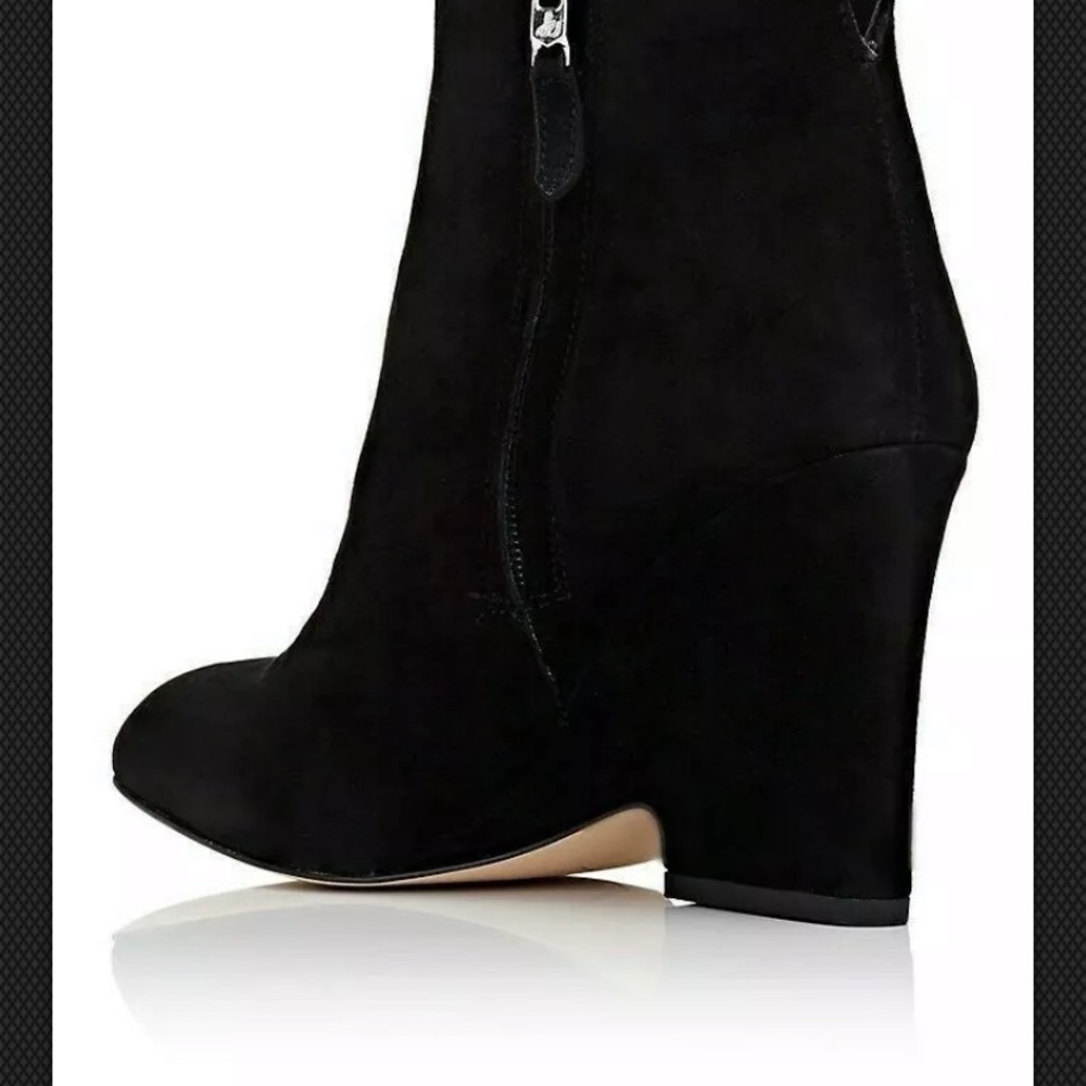SAM EDELMAN WILSON WEDGE SUEDE BLACK  ANKLE BOOTS - Picture 4 of 5